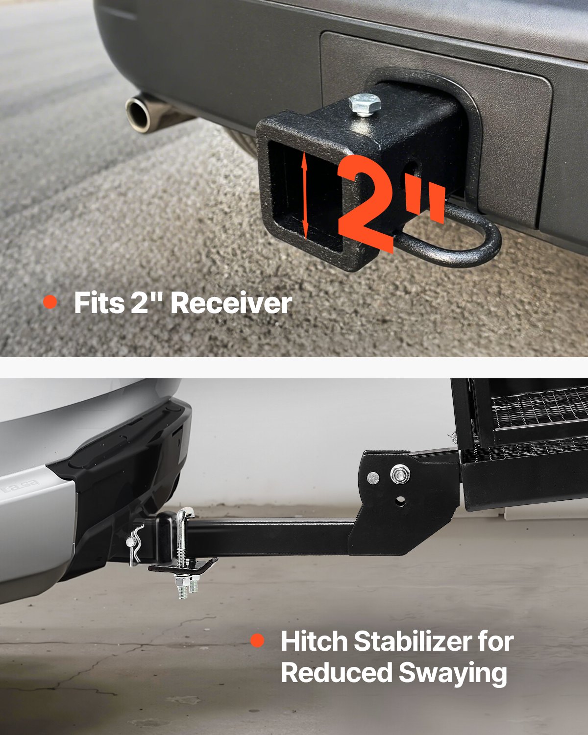 VEVOR 60" x 24" x 14", Hitch Cargo Carrier, 500 lbs Capacity Hitch Cargo Carrier with Anti-Rattle Hitch Stabilizer, Folding Hitch Mount Cargo Carrier with Pins and Latches, Fit for SUVs/Pickup Trucks