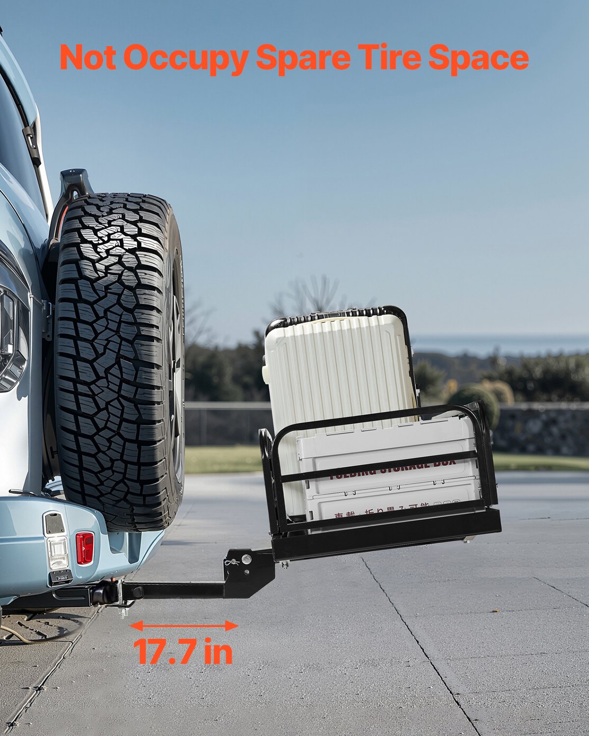 VEVOR 60" x 24" x 14", Hitch Cargo Carrier, 500 lbs Capacity Hitch Cargo Carrier with Anti-Rattle Hitch Stabilizer, Folding Hitch Mount Cargo Carrier with Pins and Latches, Fit for SUVs/Pickup Trucks