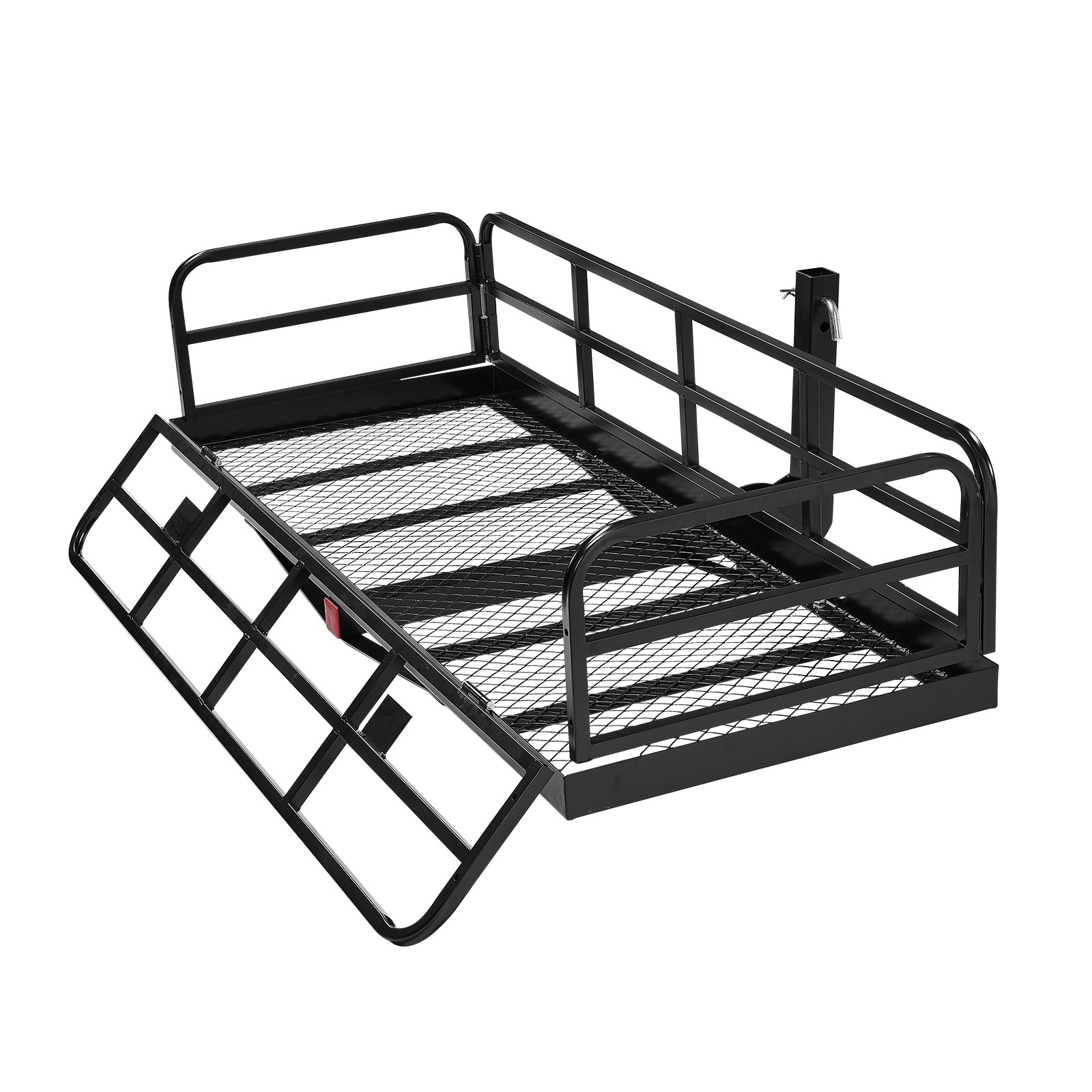 VEVOR 60" x 24" x 14", Hitch Cargo Carrier, 500 lbs Capacity Hitch Cargo Carrier with Anti-Rattle Hitch Stabilizer, Folding Hitch Mount Cargo Carrier with Pins and Latches, Fit for SUVs/Pickup Trucks