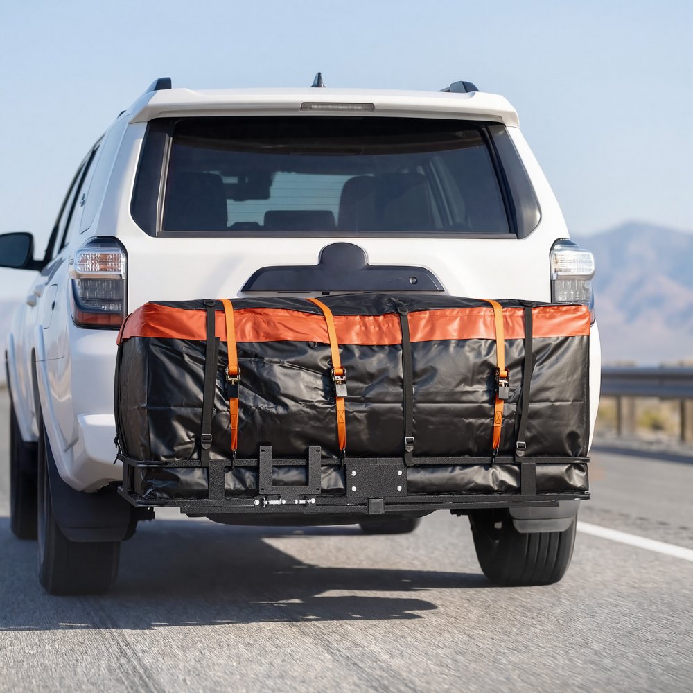 VEVOR Hitch Mount Cargo Carrier, 1460 x 860 x 650 mm Folding Rear Luggage Rack Basket with Waterproof Cargo Bag, 227kg Capacity High-Strength Steel Hitch Cargo Carrier Fits 2" Receiver for SUV Pickups