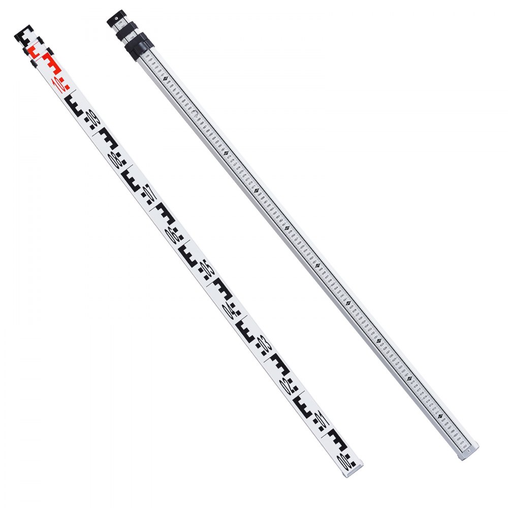 VEVOR Aluminum Grade Rod, 3M Metric Telescopic Measuring Rod, Double-Sided Scale in CM/MM Leveling Rod Stick,Aluminum Alloy Survey Rod with Bubble Level &Carrying Bag for Measuring Houses,Walls,Floor