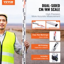 VEVOR Measuring Rod 3M Metric Telescopic Grade Rod CM/MM w/ Bubble Level & Bag