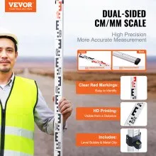 VEVOR Measuring Rod 3M Metric Telescopic Grade Rod CM/MM w/ Bubble Level & Bag