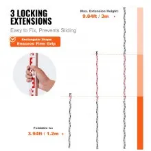 VEVOR Measuring Rod 3M Metric Telescopic Grade Rod CM/MM w/ Bubble Level & Bag