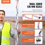 Ράβδος μέτρησης VEVOR 4M Metric Telescopic Grade Rod CM/MM με επίπεδο & τσάντα φυσαλίδων