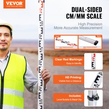 VEVOR Measuring Rod 4M Metric Telescopic Grade Rod CM/MM w/ Bubble Level & Bag