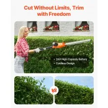 Cordless Electric Hedge Trimmer 20V 1200RMP with 20in Blade Extendable Trimmer