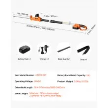 Cordless Electric Hedge Trimmer 20V 1200RMP with 20in Blade Extendable Trimmer