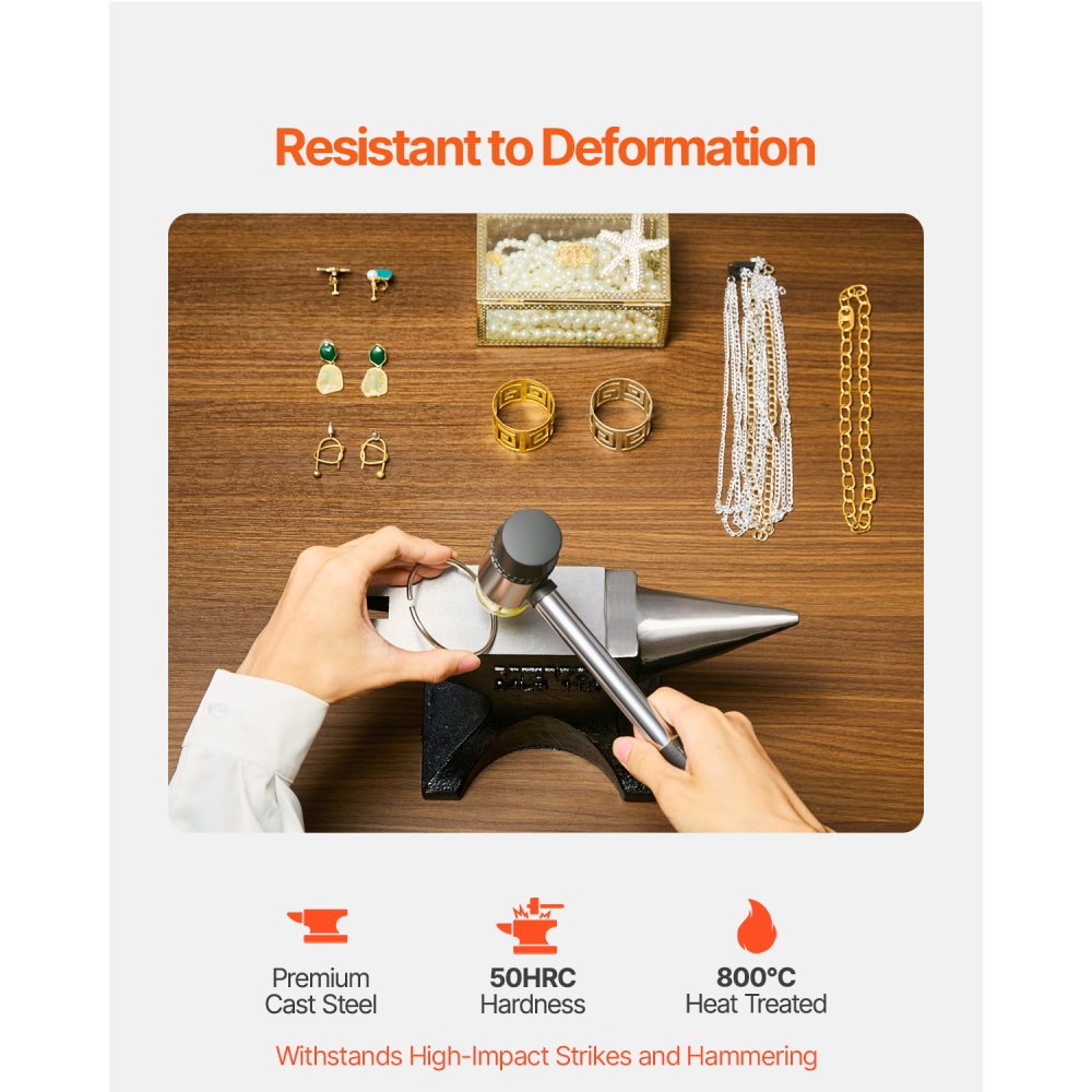 VEVOR Single Horn Anvil, 25lbs Cast Steel Anvil, High Hardness Rugged Round Horn Anvil for Blacksmiths, with Stable Base, Metal Working Tool for Metal Bending, Shaping, Twisting, Craft Projects