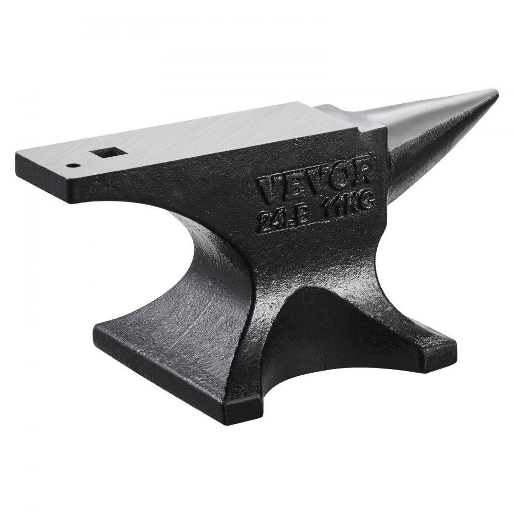 VEVOR Single Horn Anvil, 25lbs Cast Steel Anvil, High Hardness Rugged Round Horn Anvil for Blacksmiths, with Stable Base, Metal Working Tool for Metal Bending, Shaping, Twisting, Craft Projects