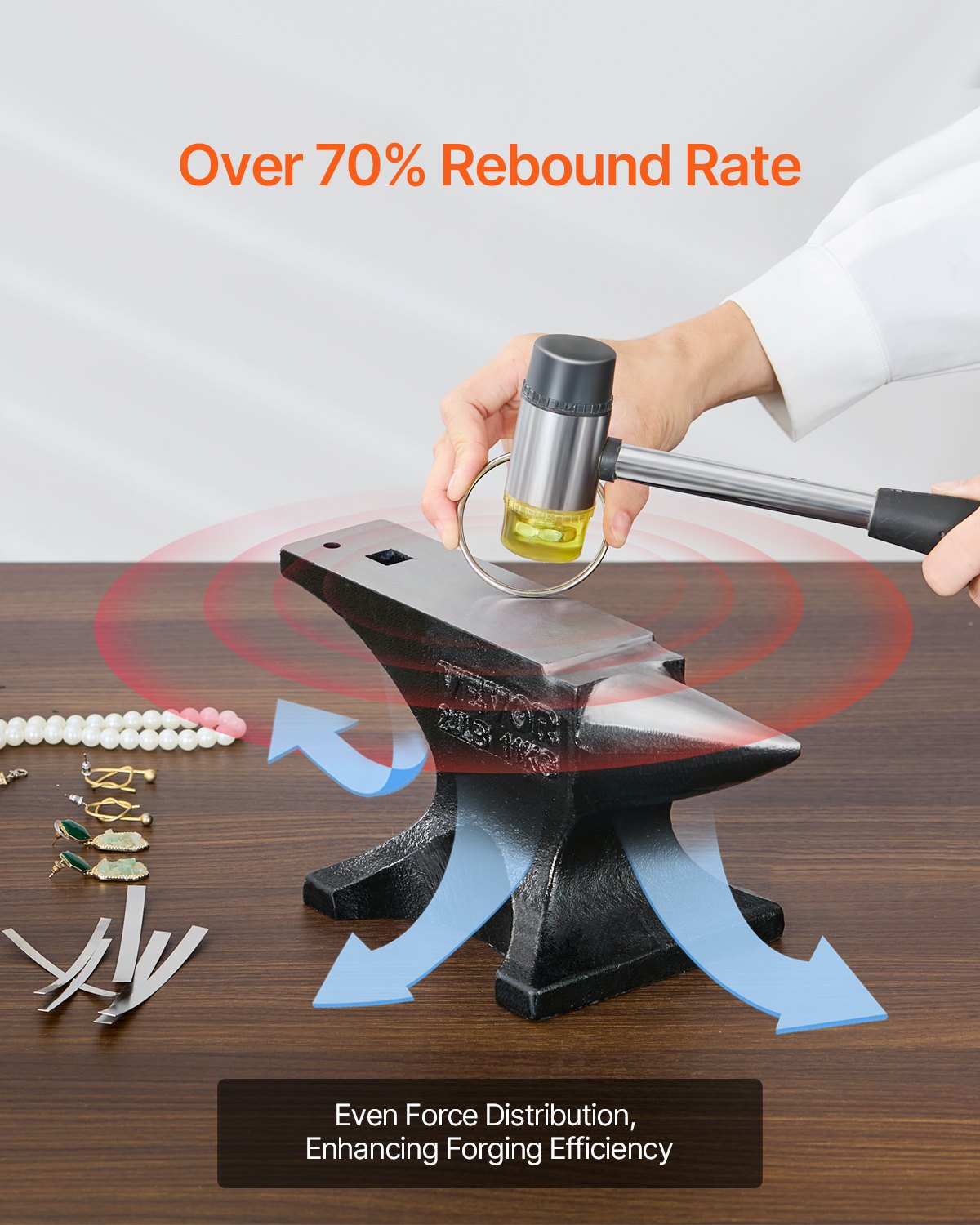 VEVOR Single Horn Anvil, 25lbs Cast Steel Anvil, High Hardness Rugged Round Horn Anvil for Blacksmiths, with Stable Base, Metal Working Tool for Metal Bending, Shaping, Twisting, Craft Projects