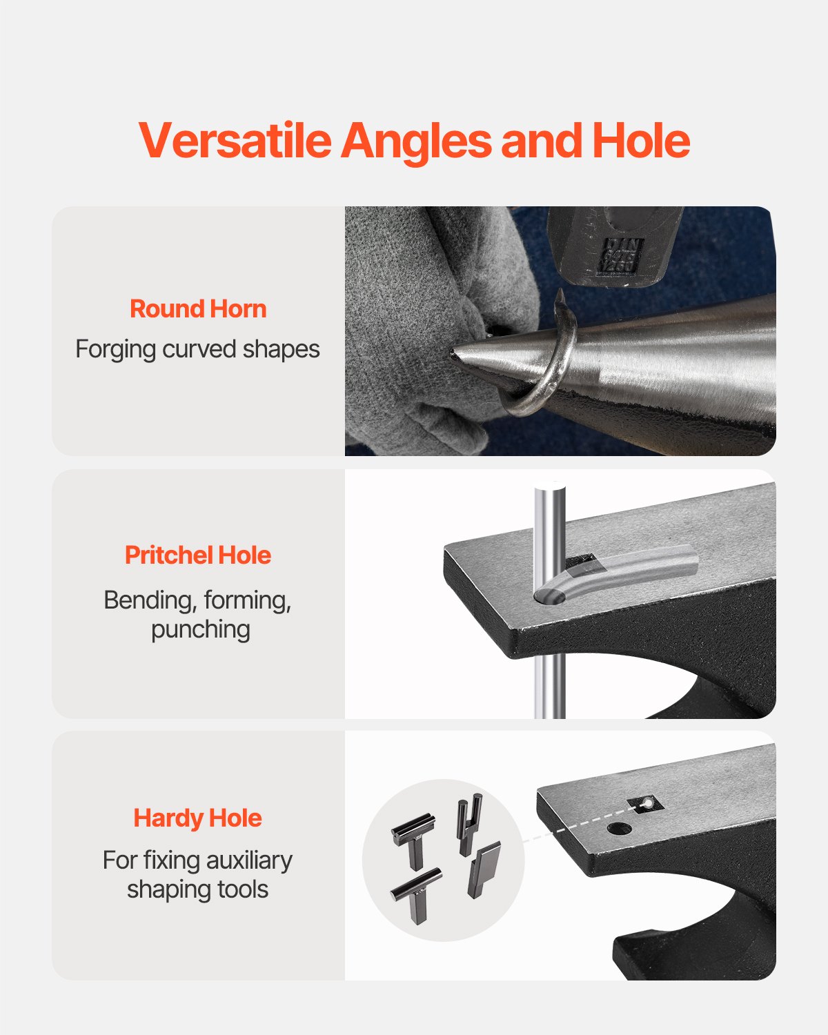 VEVOR Single Horn Anvil, 25lbs Cast Steel Anvil, High Hardness Rugged Round Horn Anvil for Blacksmiths, with Stable Base, Metal Working Tool for Metal Bending, Shaping, Twisting, Craft Projects
