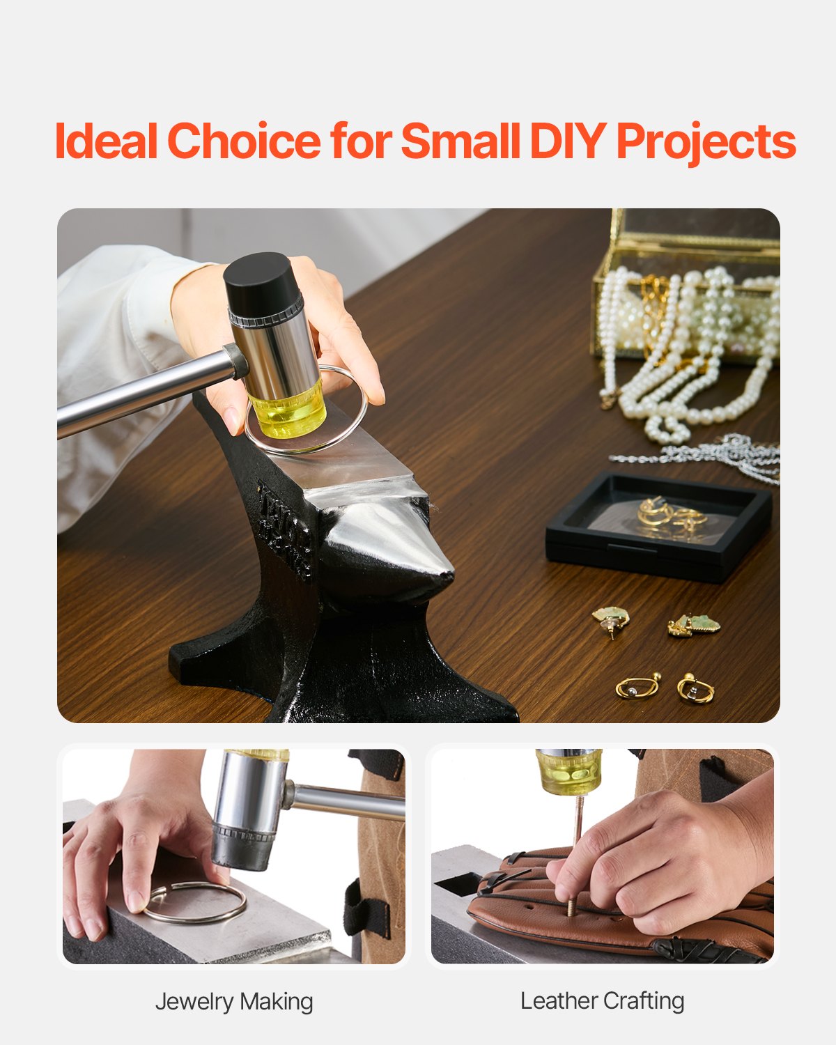 VEVOR Single Horn Anvil, 25lbs Cast Steel Anvil, High Hardness Rugged Round Horn Anvil for Blacksmiths, with Stable Base, Metal Working Tool for Metal Bending, Shaping, Twisting, Craft Projects