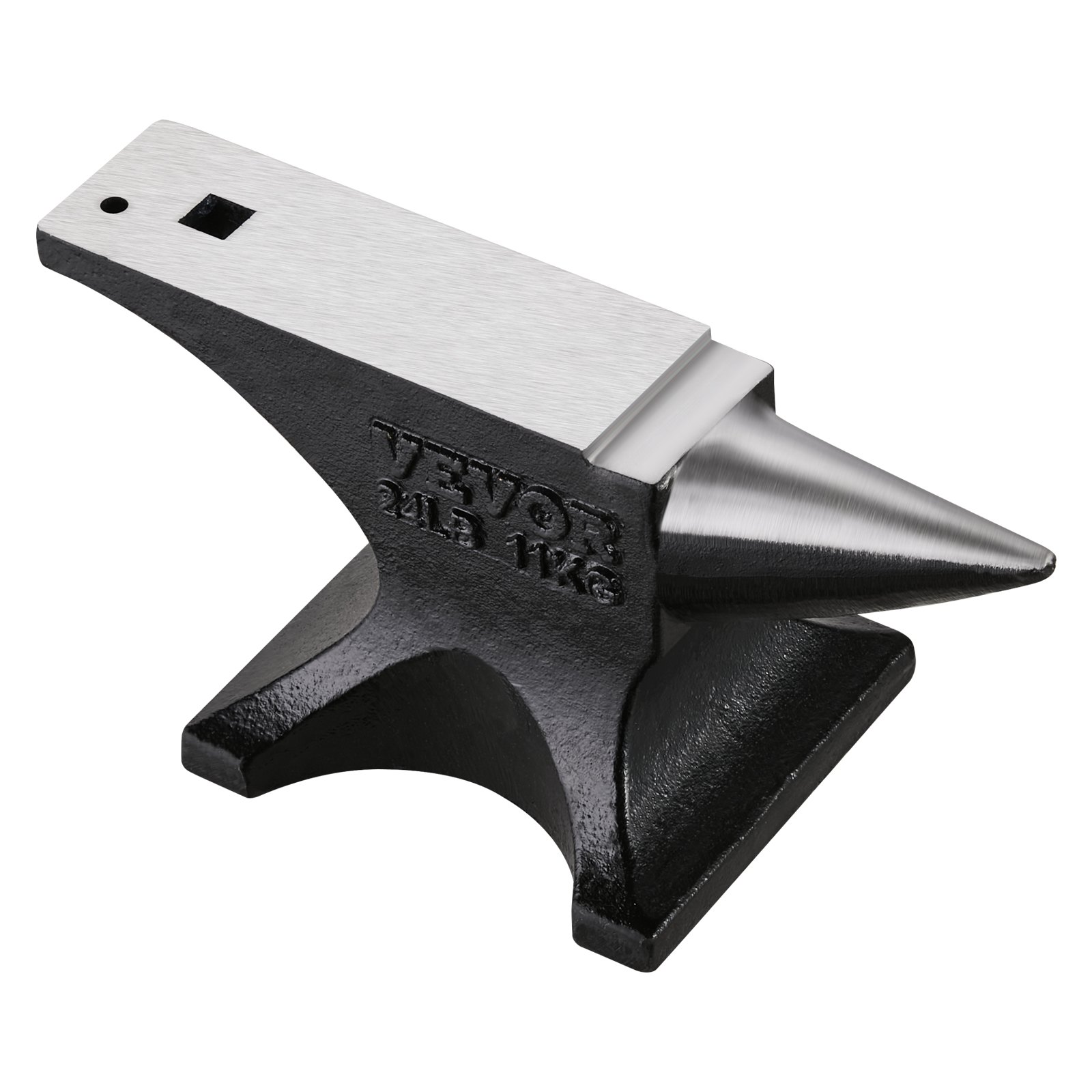 VEVOR Single Horn Anvil, 25lbs Cast Steel Anvil, High Hardness Rugged Round Horn Anvil for Blacksmiths, with Stable Base, Metal Working Tool for Metal Bending, Shaping, Twisting, Craft Projects