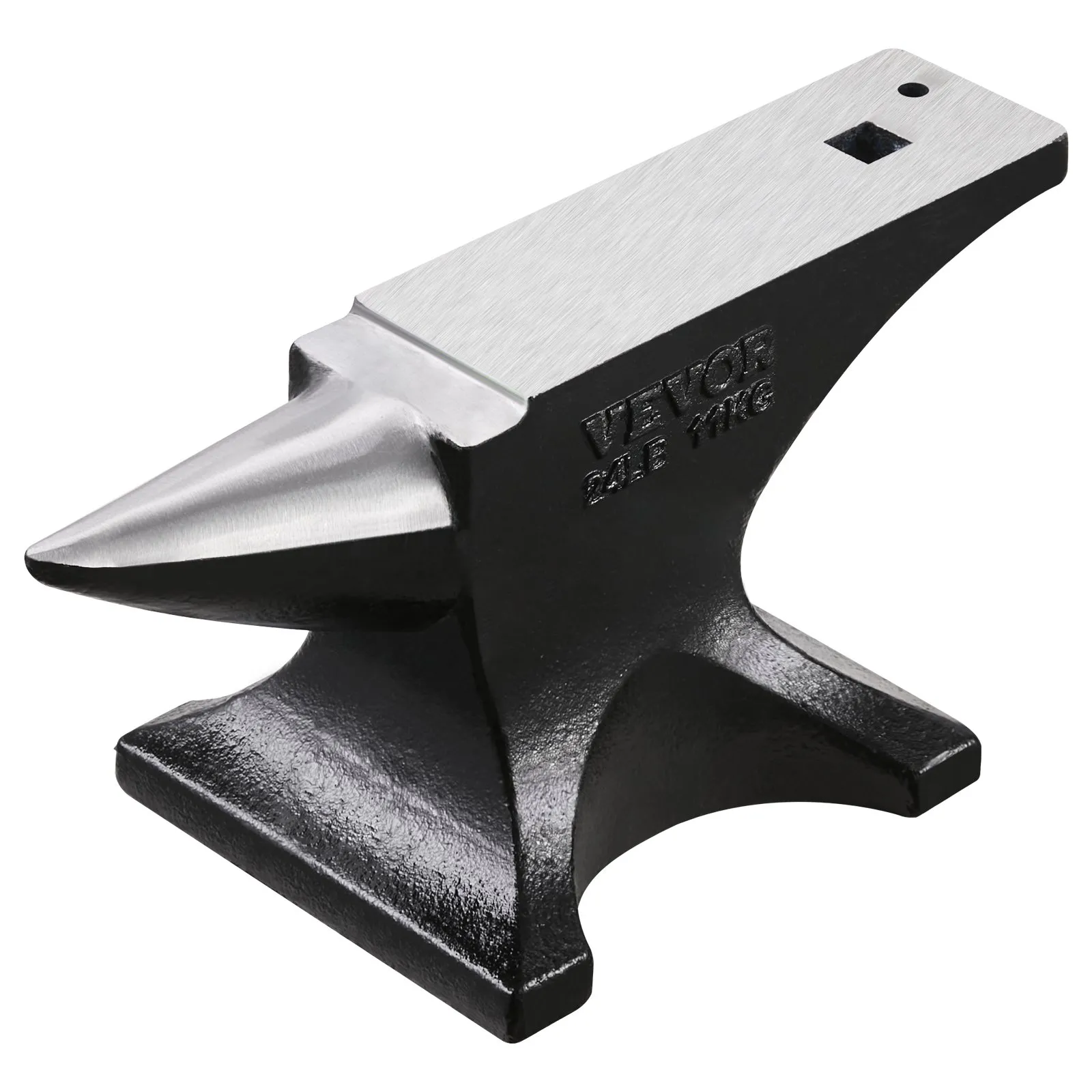 VEVOR Single Horn Anvil, 25lbs Cast Steel Anvil, High Hardness Rugged Round Horn Anvil for Blacksmiths, with Stable Base, Metal Working Tool for Metal Bending, Shaping, Twisting, Craft Projects