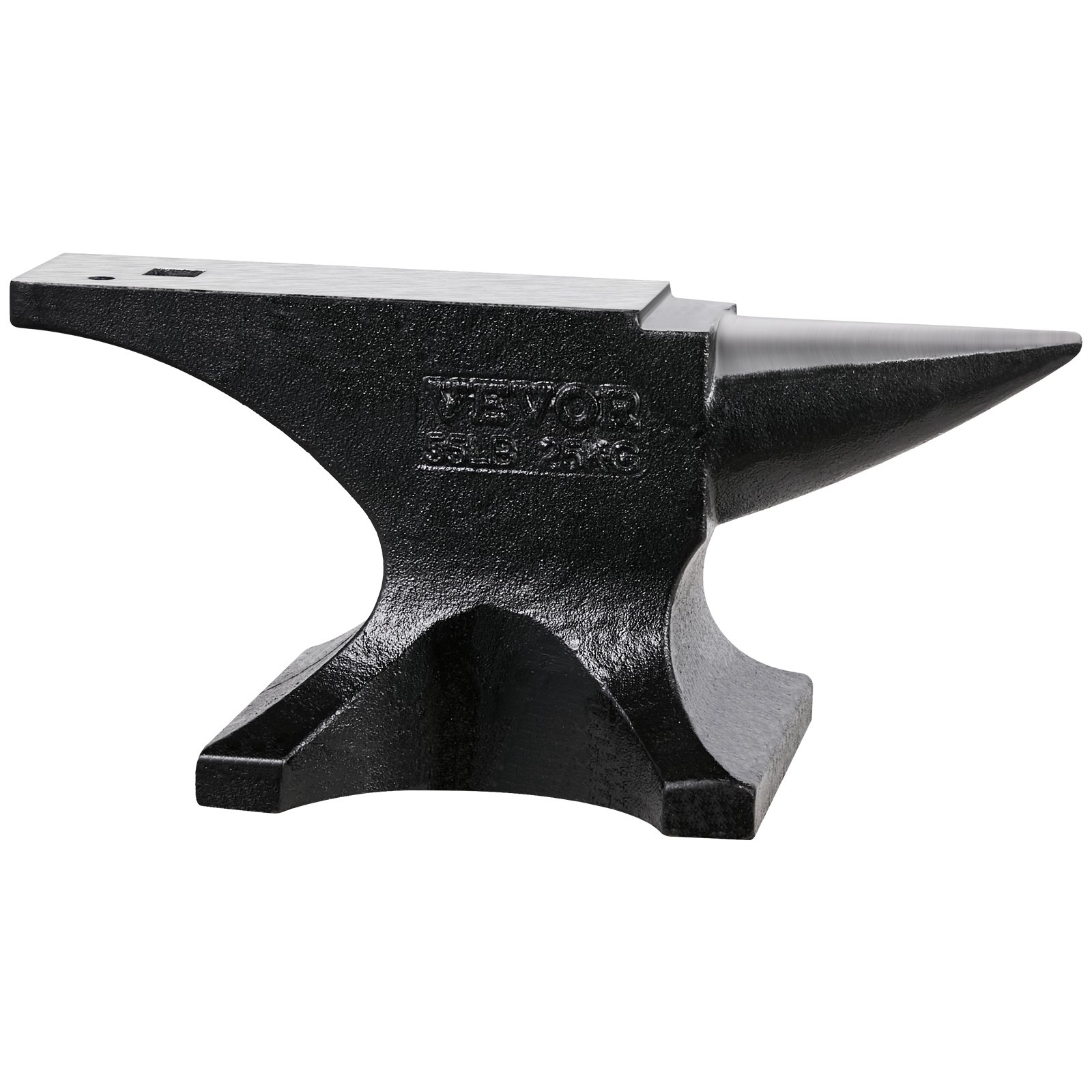 VEVOR Single Horn Anvil, 55lbs Cast Steel Anvil, High Hardness Rugged Round Horn Anvil for Blacksmiths, with Large Countertop and Stable Base, Metal Working Tool for Metal Bending, Shaping, Twisting