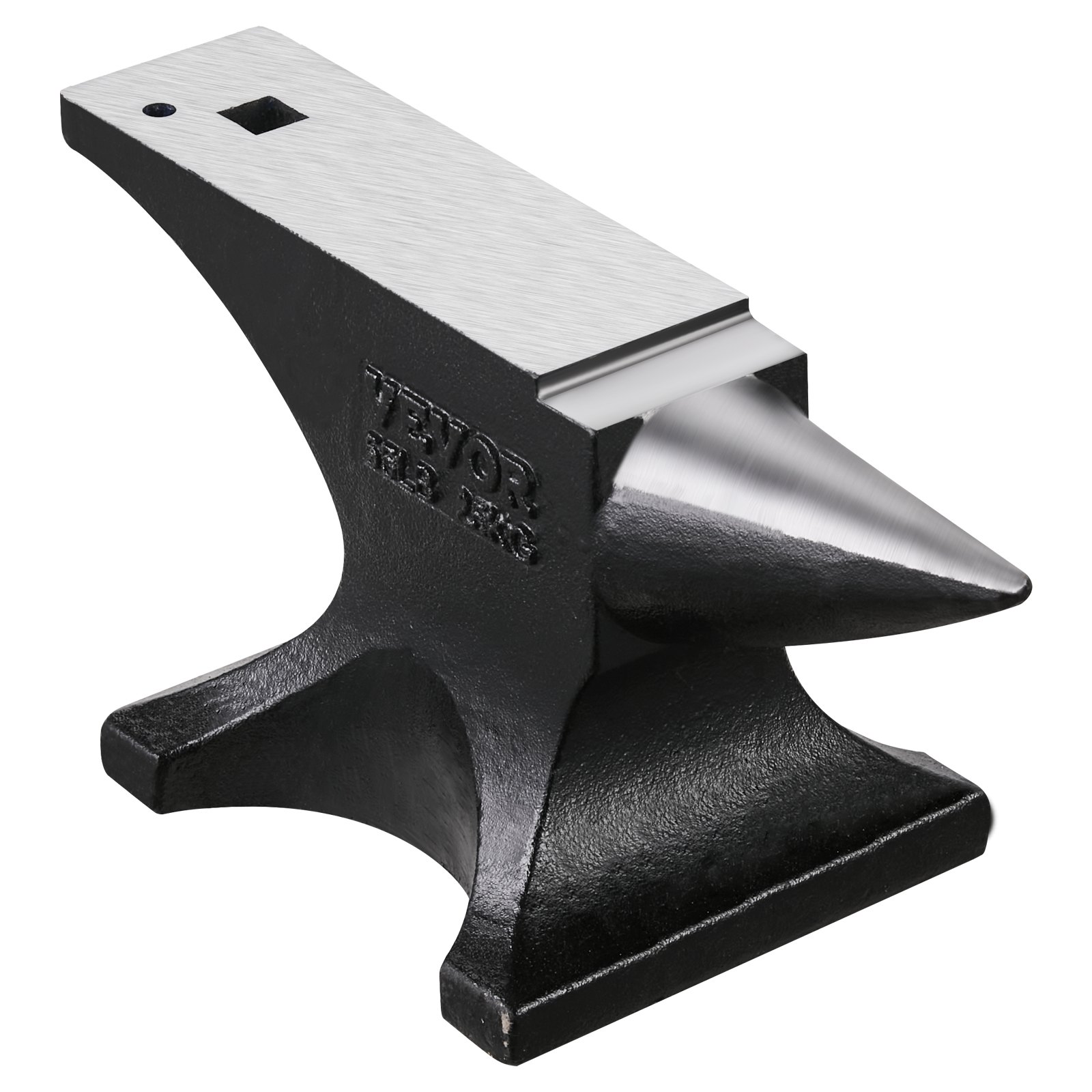 VEVOR Single Horn Anvil, 55lbs Cast Steel Anvil, High Hardness Rugged Round Horn Anvil for Blacksmiths, with Large Countertop and Stable Base, Metal Working Tool for Metal Bending, Shaping, Twisting