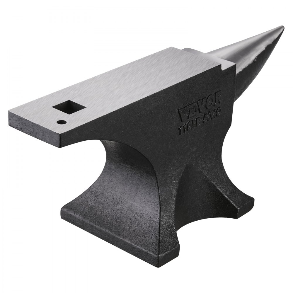 VEVOR Single Horn Anvil, 50kg Cast Steel Anvil, High Hardness Rugged Round Horn Anvil for Blacksmiths, with Large Countertop and Stable Base, Metal Working Tool for Metal Bending, Shaping, Twisting
