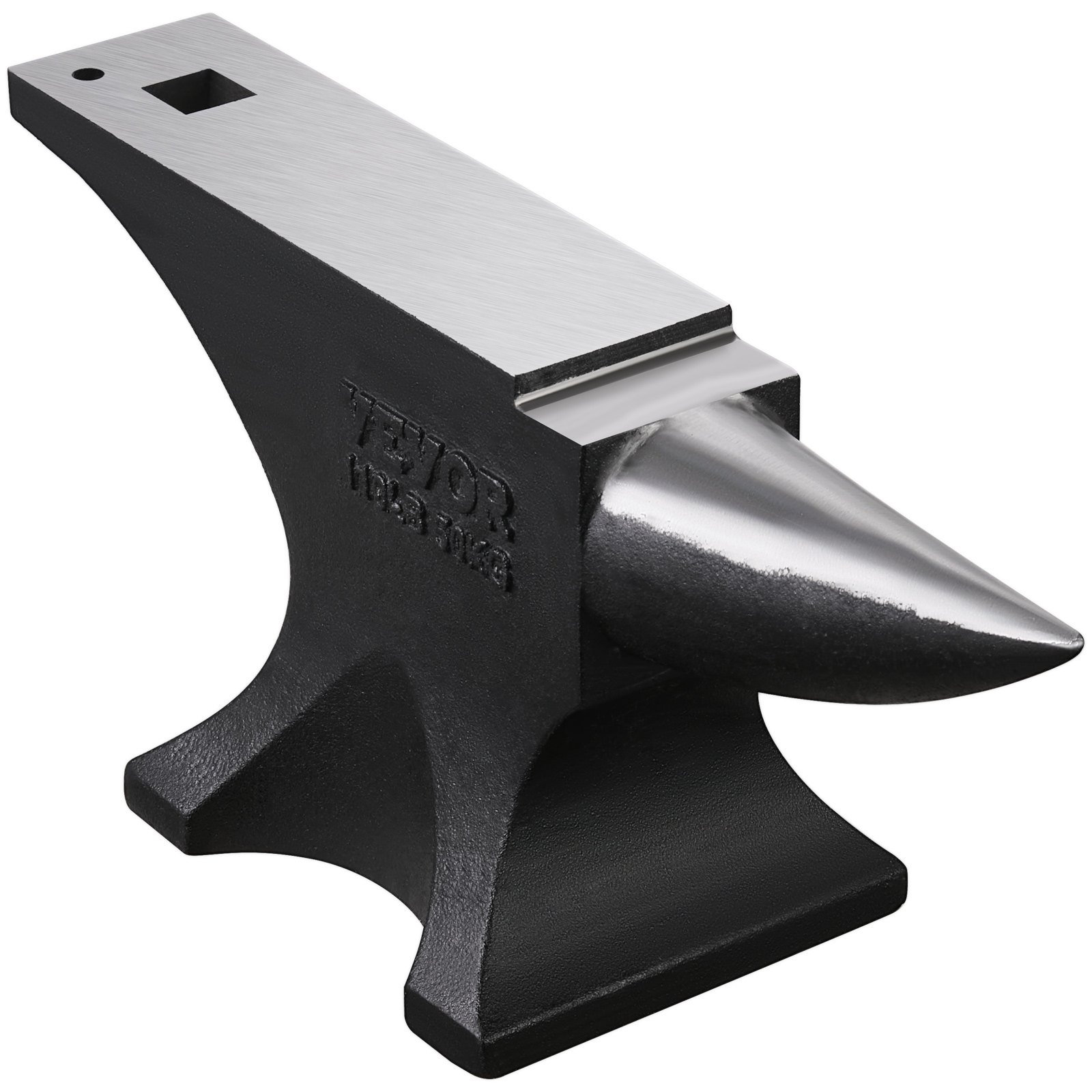 VEVOR Single Horn Anvil, 50kg Cast Steel Anvil, High Hardness Rugged Round Horn Anvil for Blacksmiths, with Large Countertop and Stable Base, Metal Working Tool for Metal Bending, Shaping, Twisting