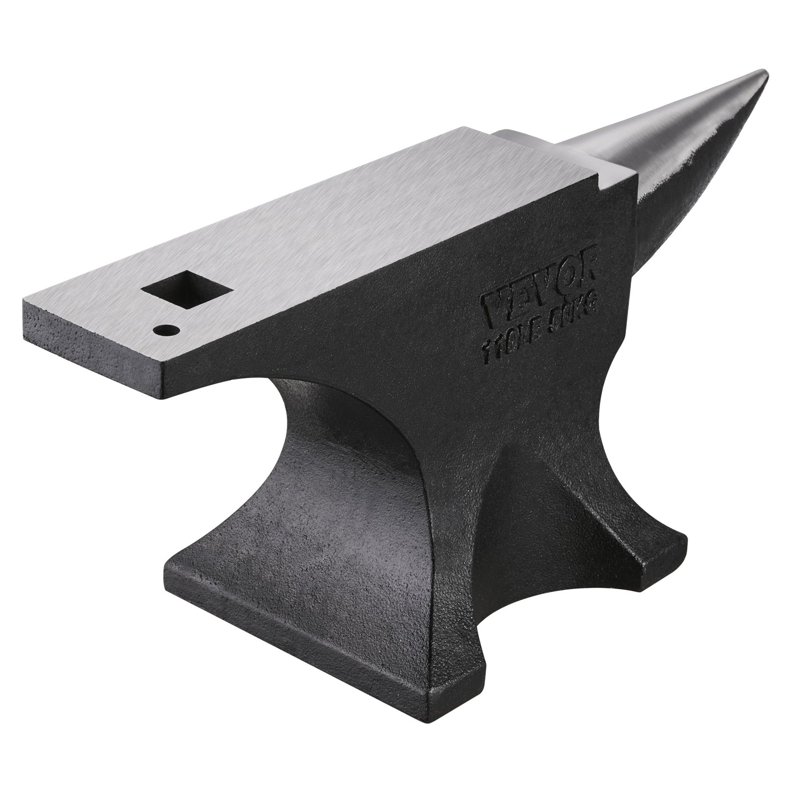 VEVOR Single Horn Anvil, 50kg Cast Steel Anvil, High Hardness Rugged Round Horn Anvil for Blacksmiths, with Large Countertop and Stable Base, Metal Working Tool for Metal Bending, Shaping, Twisting