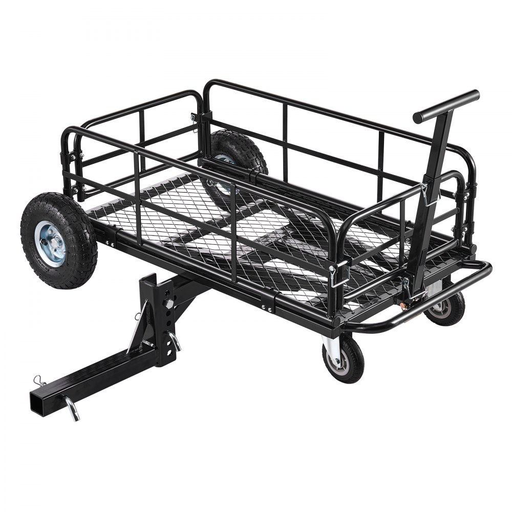VEVOR Hitch Mount Cargo Carrier on Wheels, 920 x 541 x 300 mm, 2-in-1 Folding Rear Luggage Rack Basket & Cargo Cart with Hitch Stabilizer, Fits 2" Receiver for SUV Pickups, 181KG Load Capacity