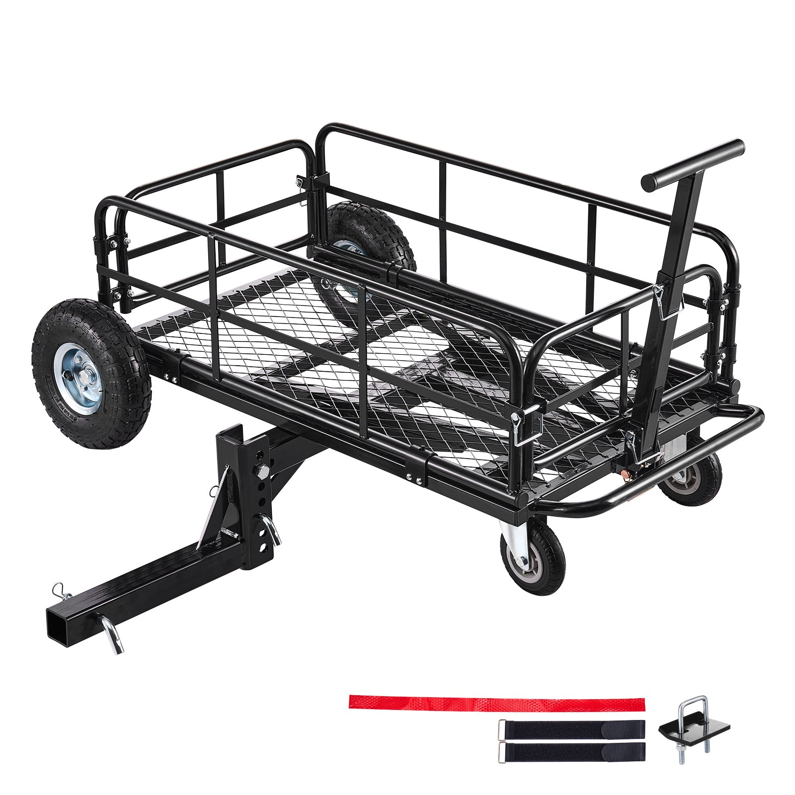 VEVOR Hitch Mount Cargo Carrier on Wheels, 920 x 541 x 300 mm, 2-in-1 Folding Rear Luggage Rack Basket & Cargo Cart with Hitch Stabilizer, Fits 2" Receiver for SUV Pickups, 181KG Load Capacity