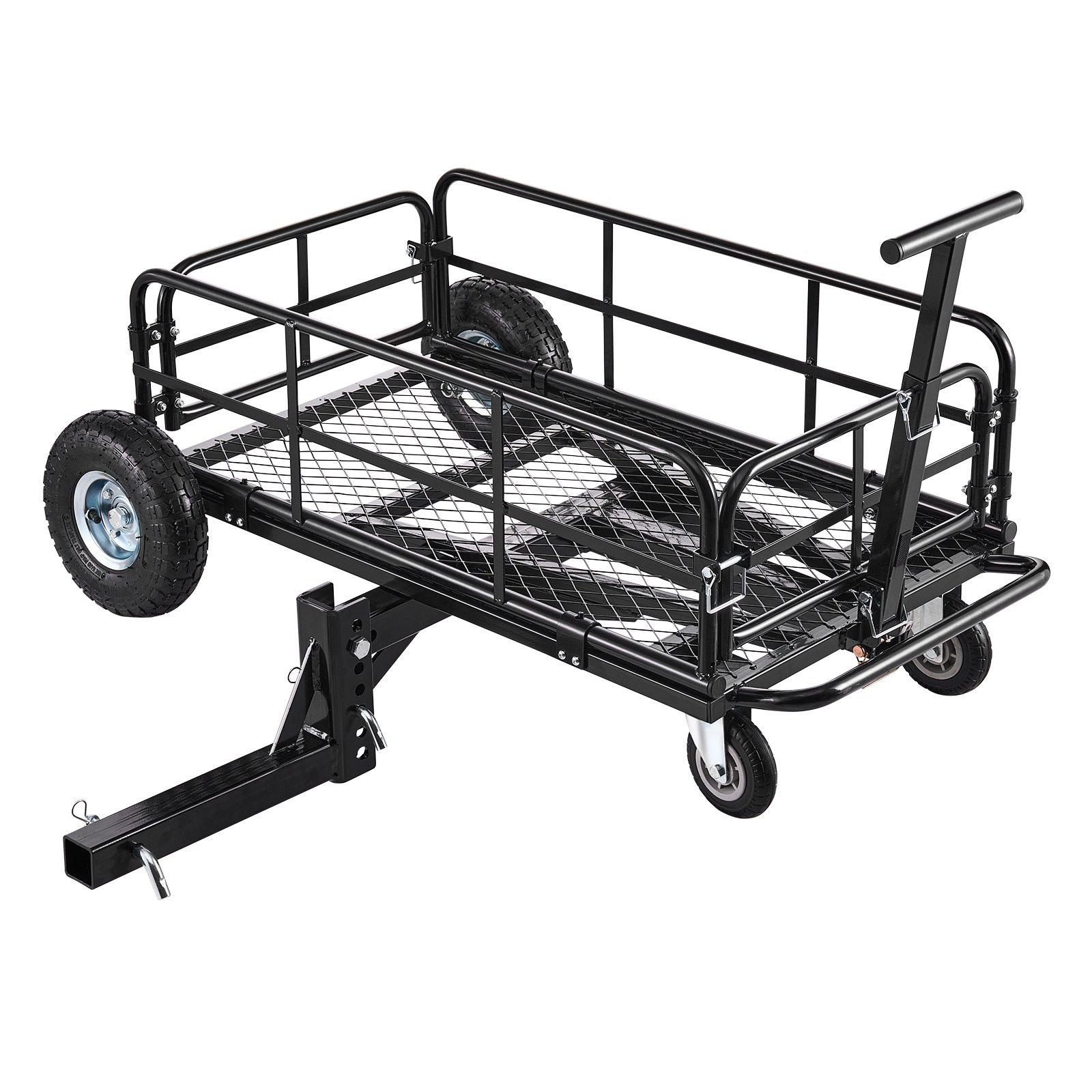 VEVOR Hitch Mount Cargo Carrier on Wheels, 920 x 541 x 300 mm, 2-in-1 Folding Rear Luggage Rack Basket & Cargo Cart with Hitch Stabilizer, Fits 2" Receiver for SUV Pickups, 181KG Load Capacity