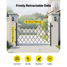 Single Folding Security Gate Lockable Scissor Gate 74.80 x 51.57 in (WxH)