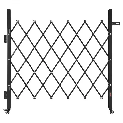 VEVOR Single Folding Security Gate, Lockable Scissor Gate with 360° Swivel Casters, Outdoor Barricade Steel Retractable Gates, for Entry Security, Garage, Warehouse & Pool, 43.31 x 51.57 in (W x H)