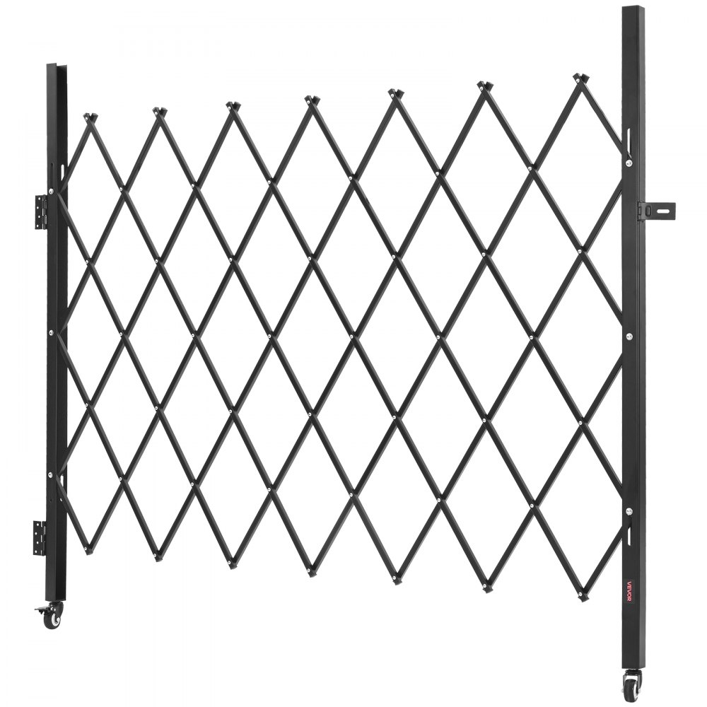 VEVOR Single Folding Security Gate, Lockable Scissor Gate with 360° Swivel Casters, Outdoor Barricade Steel Retractable Gates, for Entry Security, Garage, Warehouse & Pool, 70.87 x 63.39 in (W x H)