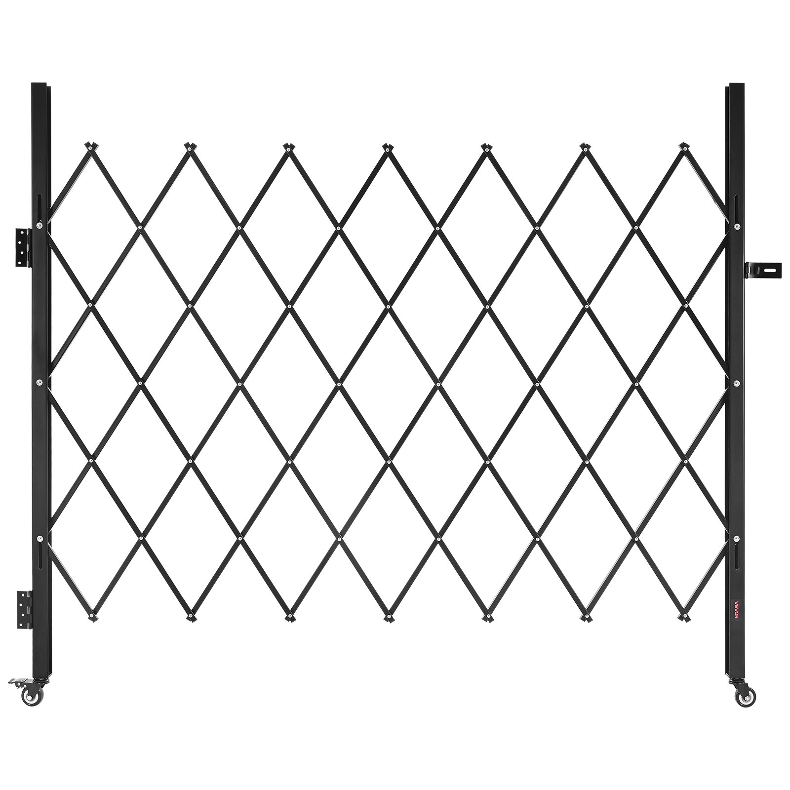 VEVOR Single Folding Security Gate, Lockable Scissor Gate with 360° Swivel Casters, Outdoor Barricade Steel Retractable Gates, for Entry Security, Garage, Warehouse & Pool, 70.87 x 63.39 in (W x H)