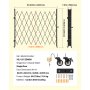 VEVOR Single Folding Security Gate, Lockable Scissor Gate with 360° Swivel Casters, Outdoor Barricade Steel Retractable Gates, for Entry Security, Garage, Warehouse & Pool, 2200 x 2205 mm (W x H)