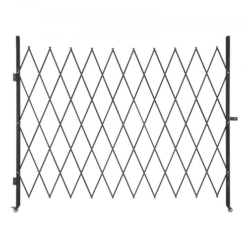VEVOR Single Folding Security Gate, Lockable Scissor Gate with 360° Swivel Casters, Outdoor Barricade Steel Retractable Gates, for Entry Security, Garage, Warehouse & Pool, 94.49 x 86.81 in (W x H)