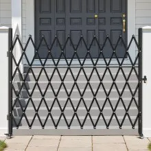 VEVOR Single Folding Security Gate, Lockable Scissor Gate with 360° Swivel Casters, Outdoor Barricade Steel Retractable Gates, for Entry Security, Garage, Warehouse & Pool, 94.49 x 86.81 in (W x H)
