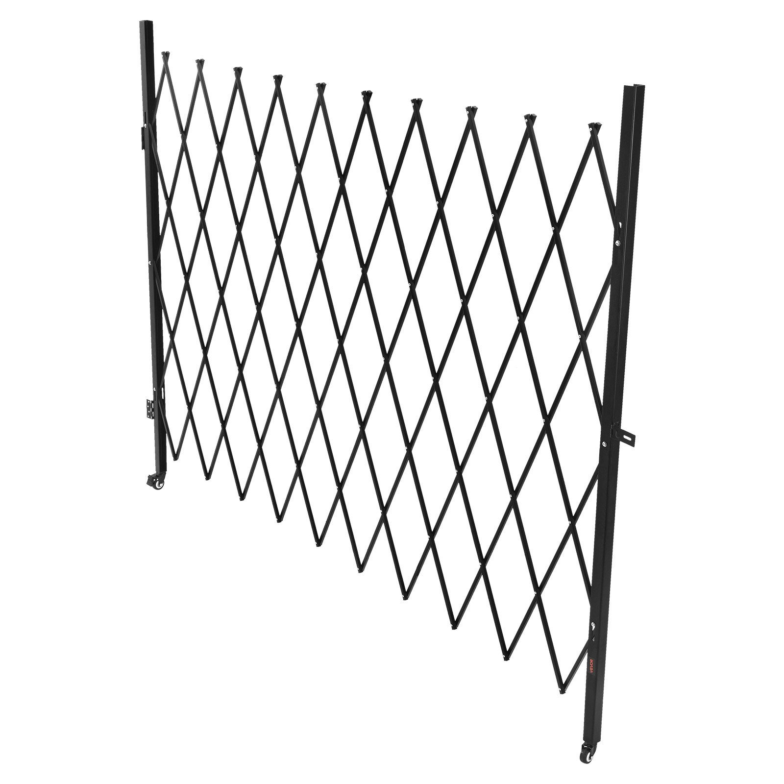 VEVOR Single Folding Security Gate, Lockable Scissor Gate with 360° Swivel Casters, Outdoor Barricade Steel Retractable Gates, for Entry Security, Garage, Warehouse & Pool, 2400 x 2205 mm (W x H)