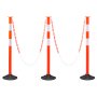 VEVOR 2 Pack Traffic Delineator Posts, 871 mm Traffic Safety Cones with Weighted Base, Reflective Strips and Chain, Heavy Duty Delineator Posts for Construction Site, Parking Lot, Crowd Control, Red