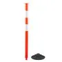 VEVOR 3 Pack Traffic Delineator Posts, 34 in Traffic Safety Cones with Weighted Base, Reflective Strips and Chain, Heavy Duty Delineator Posts for Construction Site, Parking Lot, Crowd Control, Red