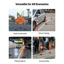 VEVOR 3 Packs Traffic Delineator Posts 34 in Safety Cones Weighted Base & Chains