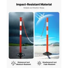 VEVOR 4 Packs Traffic Delineator Posts 34 in Safety Cones Weighted Base & Chains