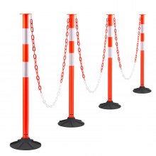 VEVOR 4 Packs Traffic Delineator Posts 34 in Safety Cones Weighted Base & Chains