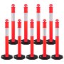 VEVOR 9 Pack Traffic Delineator Posts, 1140 mm Traffic Safety Cones with Weighted Base and Reflective Strips, Heavy Duty Delineator Posts for Construction Site, Parking Lot, Crowd Control, Red