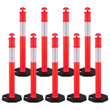 VEVOR 9 Packs Traffic Delineator Posts 48 in Traffic Safety Cones Weighted Base