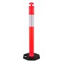 VEVOR 3 Pack Traffic Delineator Posts, 1140 mm Traffic Safety Cones with Weighted Base and Reflective Strips, Heavy Duty Delineator Posts for Construction Site, Parking Lot, Crowd Control, Red