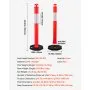 VEVOR 6 Pack Traffic Delineator Posts, 1140 mm Traffic Safety Cones with Weighted Base and Reflective Strips, Heavy Duty Delineator Posts for Construction Site, Parking Lot, Crowd Control, Red