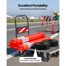 VEVOR 6 Packs Traffic Delineator Posts 48 in Traffic Safety Cones Weighted Base
