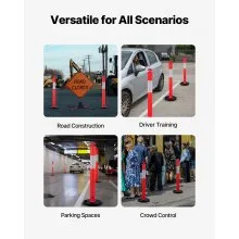 VEVOR 6 Packs Traffic Delineator Posts 48 in Traffic Safety Cones Weighted Base
