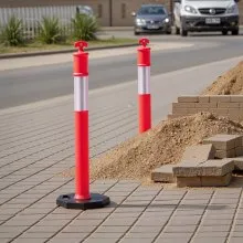 VEVOR 6 Packs Traffic Delineator Posts 48 in Traffic Safety Cones Weighted Base
