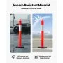 VEVOR 2 Pack Traffic Delineator Posts, 1140 mm Traffic Safety Cones with Weighted Base and Reflective Strips, Heavy Duty Delineator Posts for Construction Site, Parking Lot, Crowd Control, Red