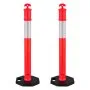 VEVOR 2 Pack Traffic Delineator Posts, 1140 mm Traffic Safety Cones with Weighted Base and Reflective Strips, Heavy Duty Delineator Posts for Construction Site, Parking Lot, Crowd Control, Red