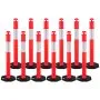 VEVOR 12 Pack Traffic Delineator Posts, 1140 mm Traffic Safety Cones with Weighted Base and Reflective Strips, Heavy Duty Delineator Posts for Construction Site, Parking Lot, Crowd Control, Red